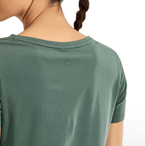 NWOT CRZ Yoga Pima Cotton Short Sleeve V Neck - Picture 2 of 4